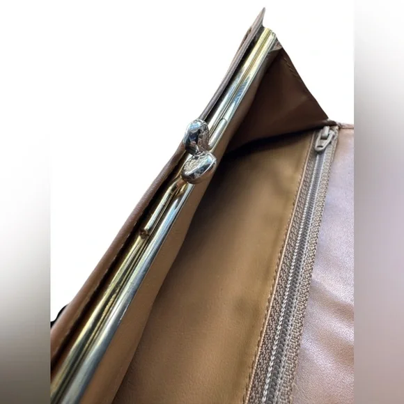 Celine Monogram Leather Long Wallet PVC W/ Kiss Lock And Gold Accents - Picture 15 of 16